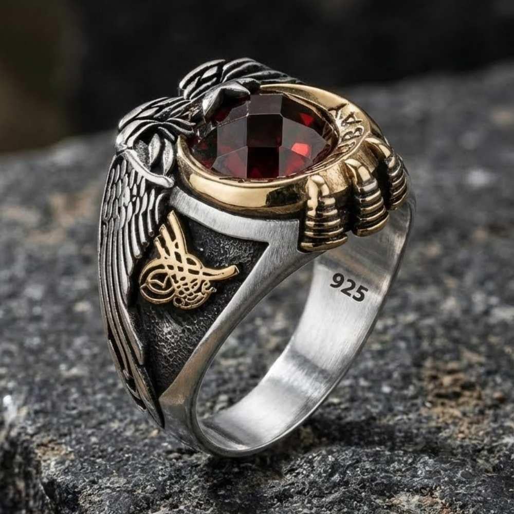 Petty Officer Tugra Embroidered Silver RingTurkish Army Petty Officer Ring