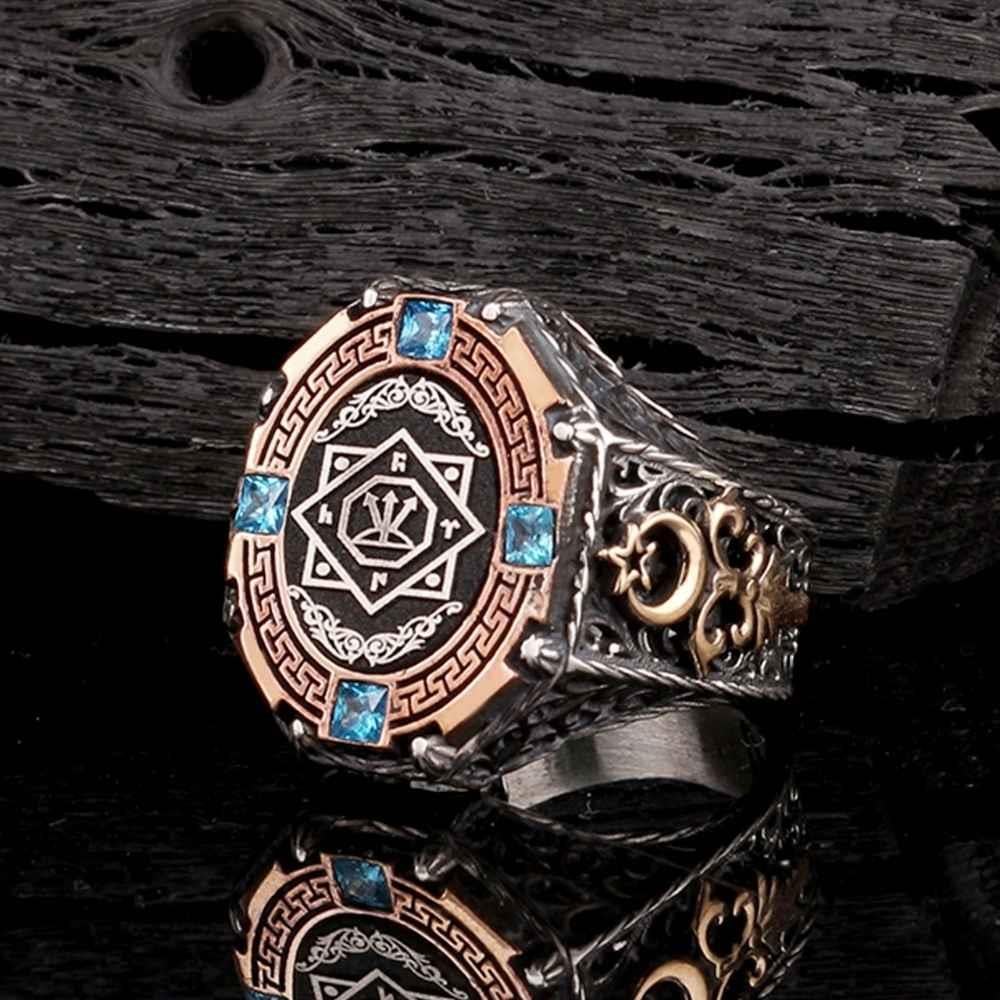 Ay Yıldızlı Oğuz Kağan Mührü Gümüş YüzükOsmanlı Yüzükleri