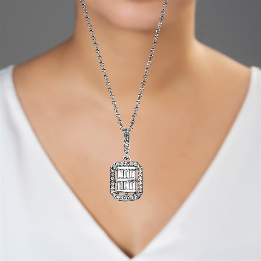 Baget Model Kadın Gümüş Kolye