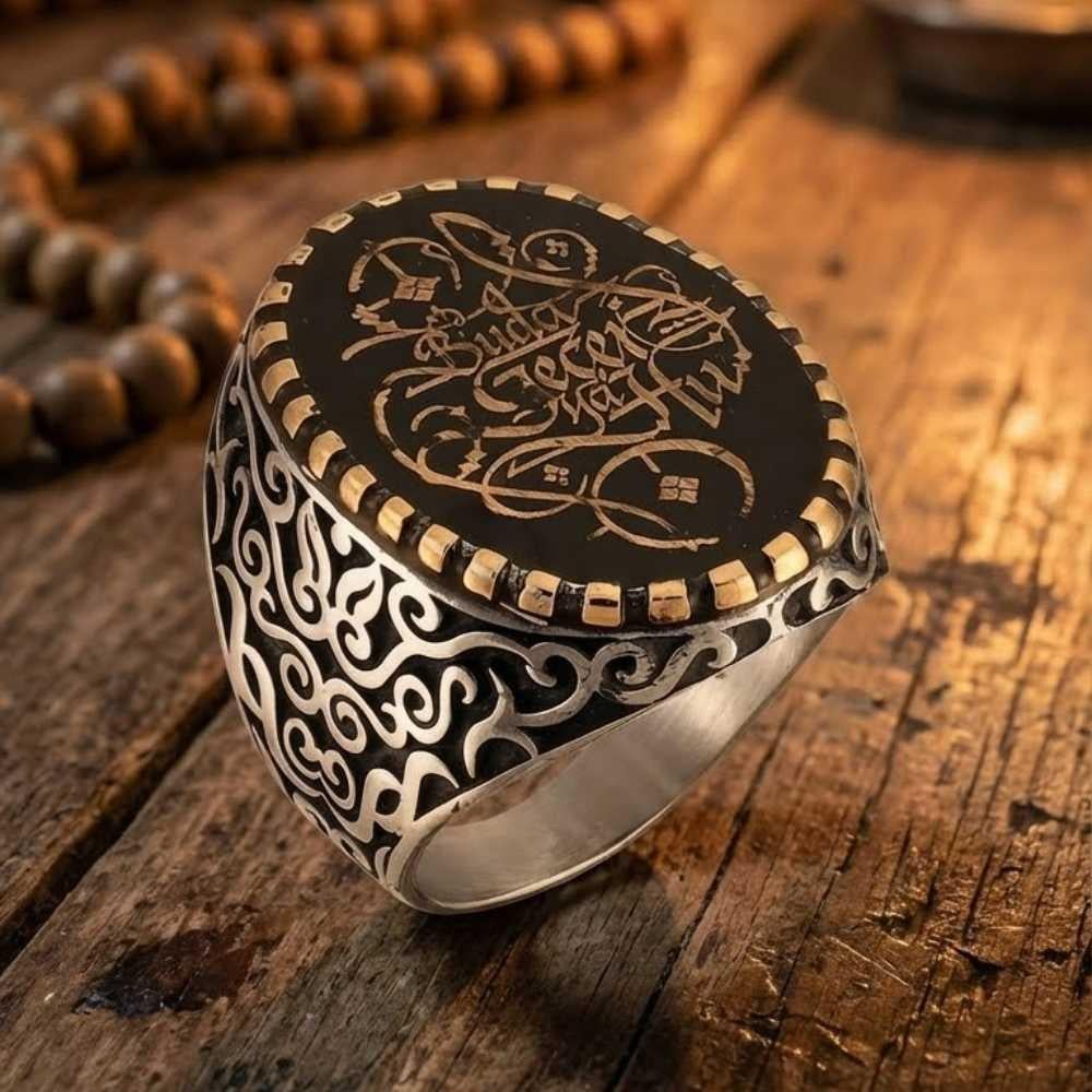 Buda Geçer Ya Hu Yazılı Gümüş Erkek YüzükTaşsız Yüzükler