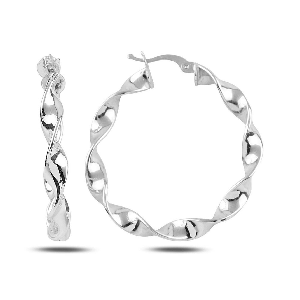 Burgu Model Halka Bayan Gümüş Küpe Silver