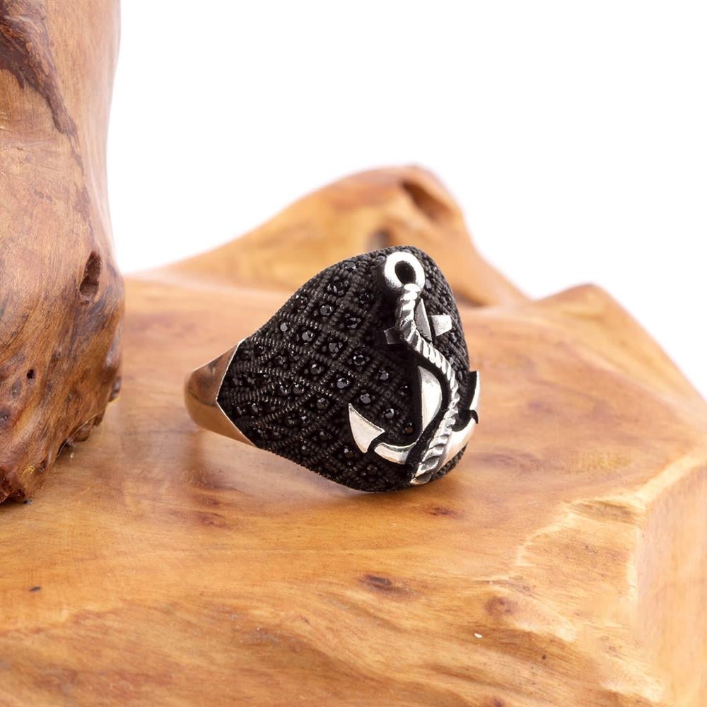 Çapa Mikro Taşlı Gümüş YüzükZirkon Taşlı Yüzükler