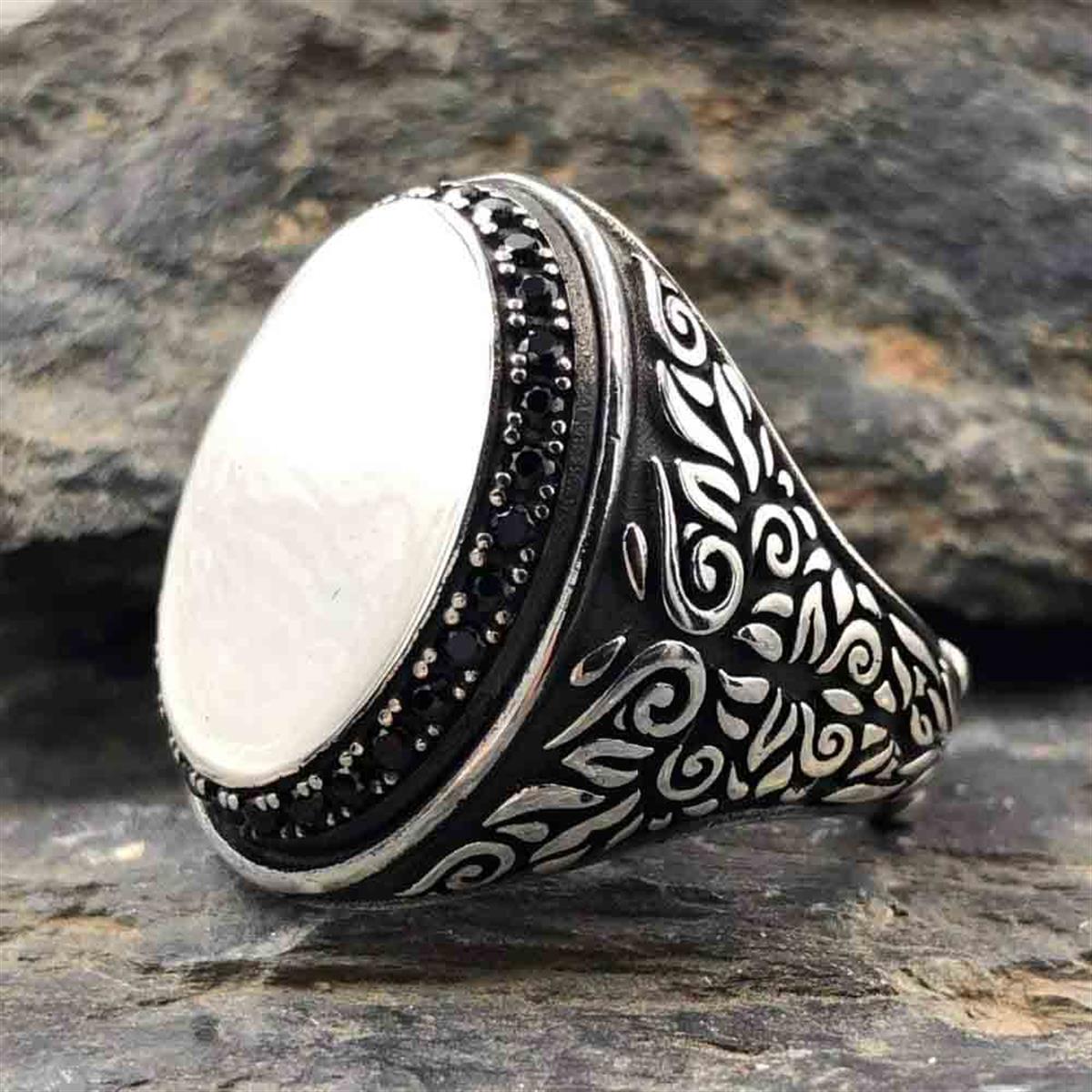 Çiçek Desen Mikro Taşlı Kişiye Özel Gümüş Yüzük