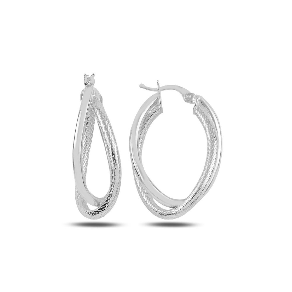 Çift Halka Model Gümüş Küpe Silver