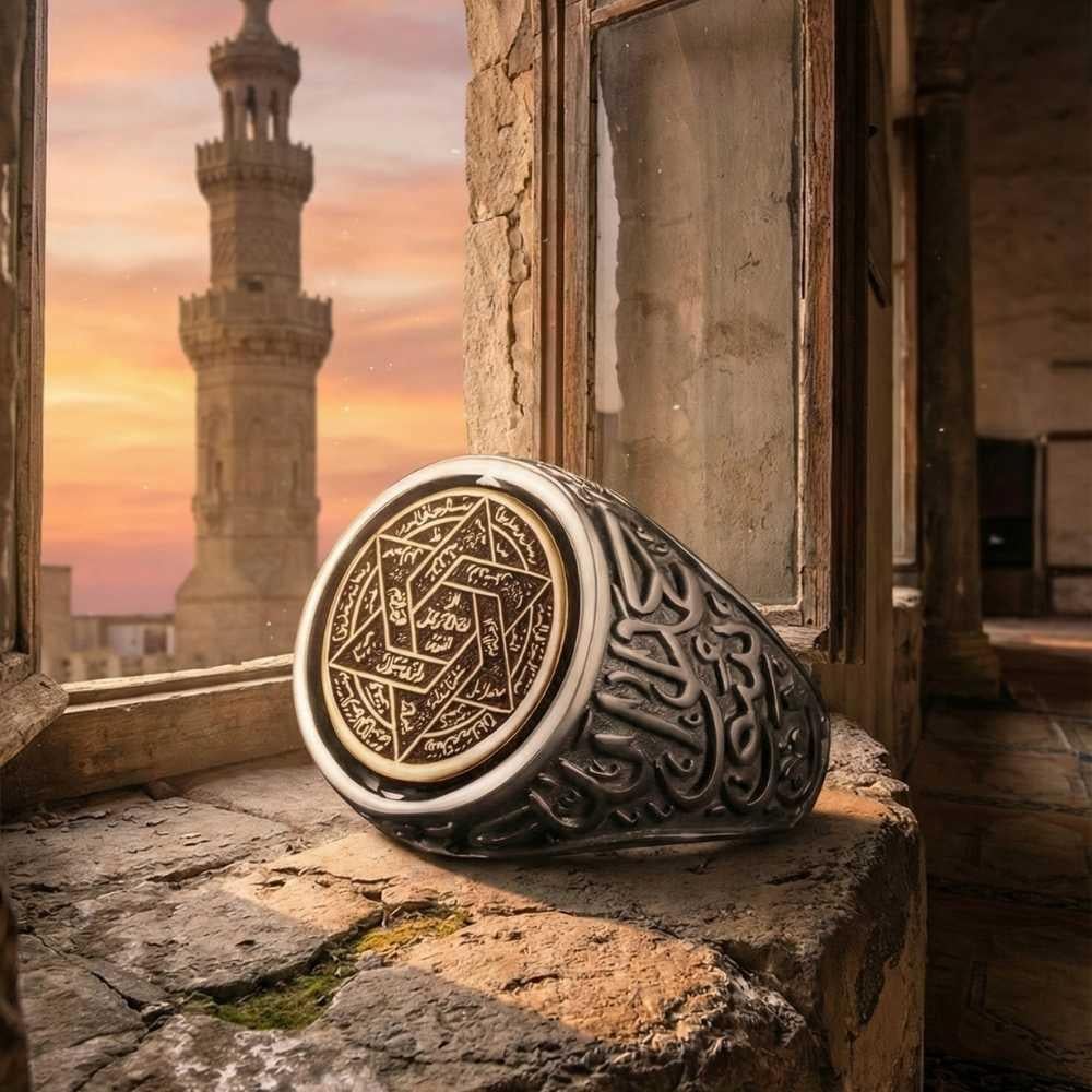 Çift Taraflı Mührü Süleyman Gümüş YüzükSüleyman Mührü Yüzükler