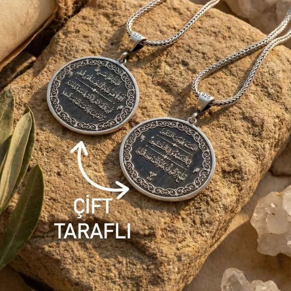 Dilek Duası İşlemeli Gümüş KolyeDualı Kolye