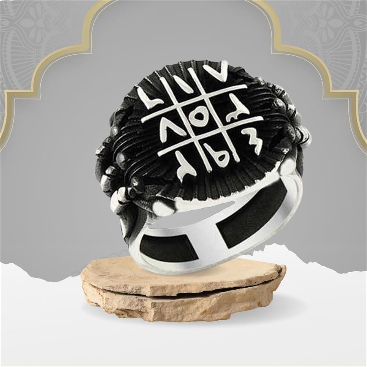 Ebced Hesaplı Pençe Motifli Gümüş Erkek Yüzük