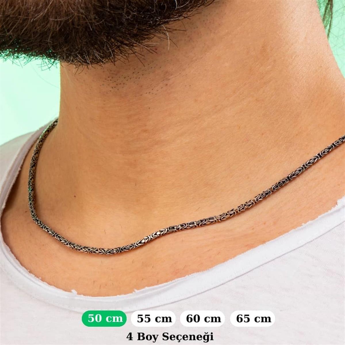 Gümüş Oval Kral Kolye Zincir 2mm