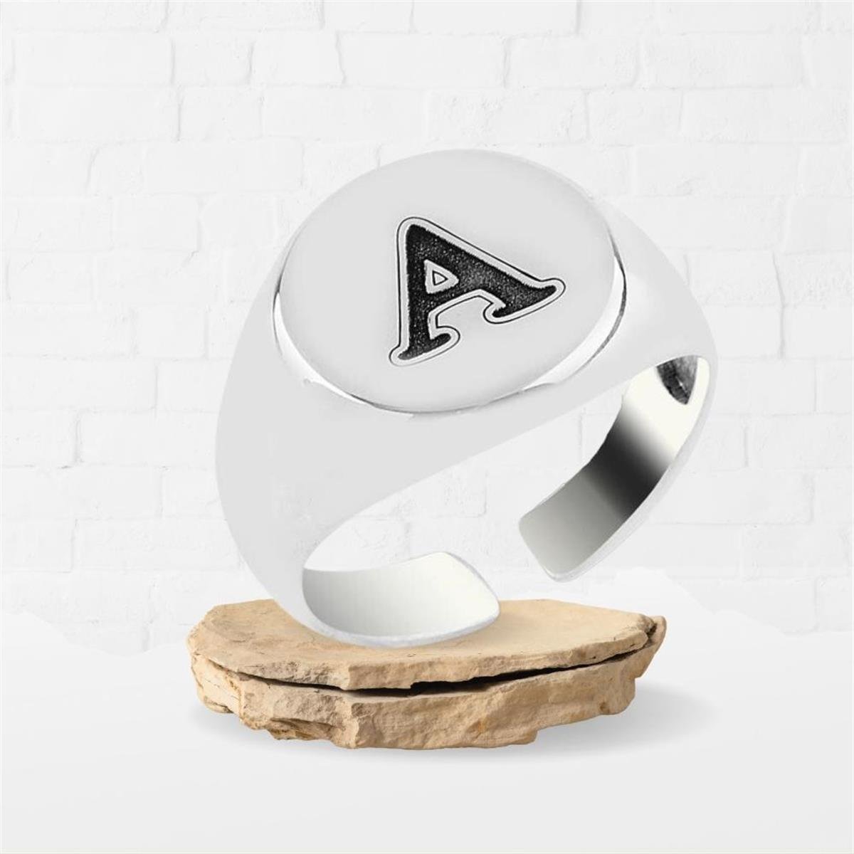 Harf İşlemeli Gümüş Yüzük