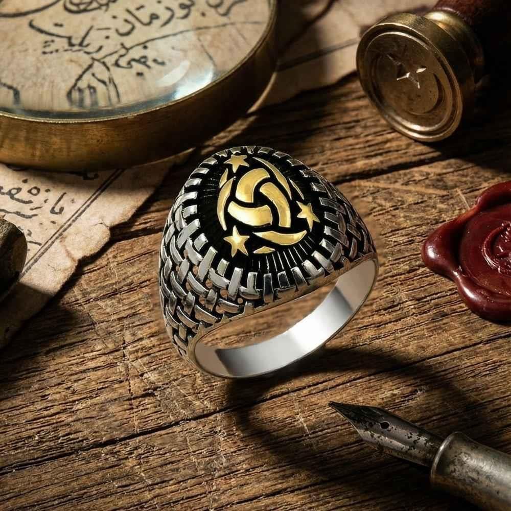 Hasır Model Teşkilat-ı Mahsusa Deseni Gümüş Erkek YüzükTeşkilat-ı Mahsusa Yüzük