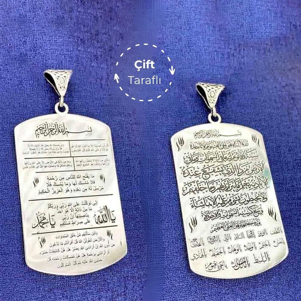 Her Sıkıntıyı Gideren 7 Ayet İşlemeli Gümüş Kolye UcuKolye Ucu