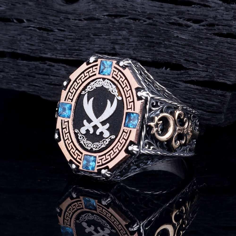 Hz Ali Zülfikar Kılıcı Ay Yıldızlı Gümüş YüzükZülfikar Kılıcı Yüzük