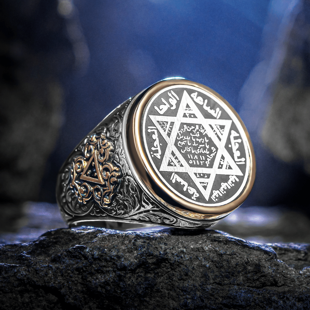 Kalem İşlemeli Mührü Süleyman Gümüş Yüzük