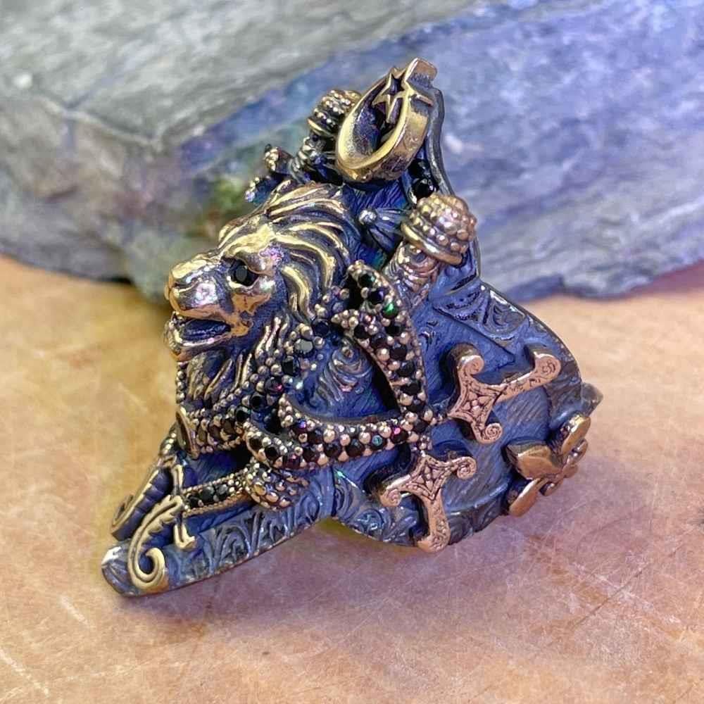 Kalkan Model Aslan Ay Yıldız Gümüş Zihgir YüzükAslan Yüzük