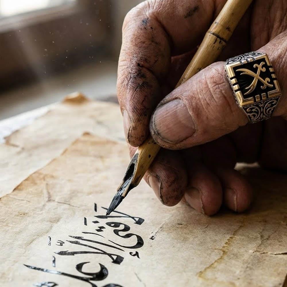 Kare Kesim Kılıç Motifli Gümüş Erkek YüzükZülfikar Kılıcı Yüzük