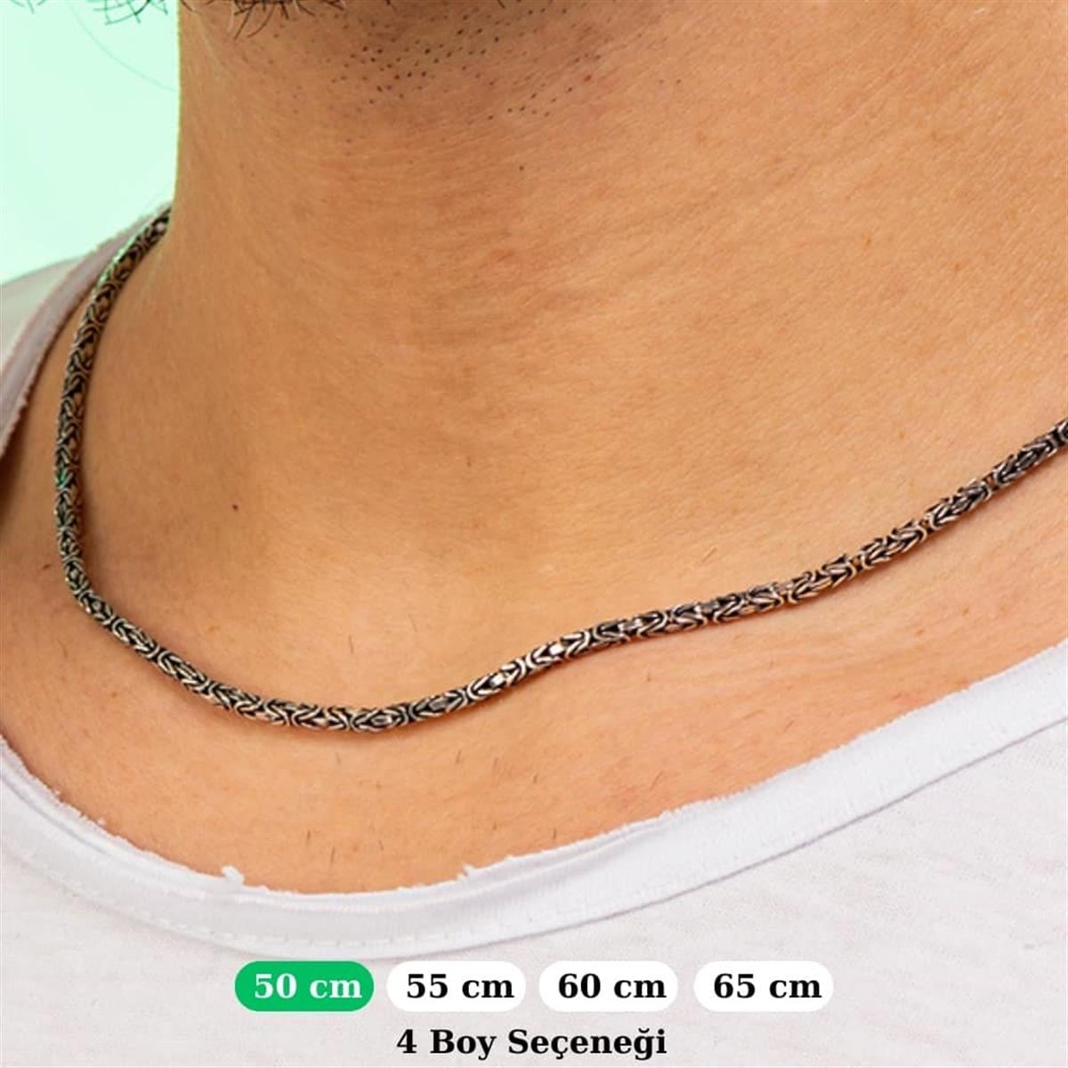 Kare Kral Gümüş Kolye Zinciri 2mm