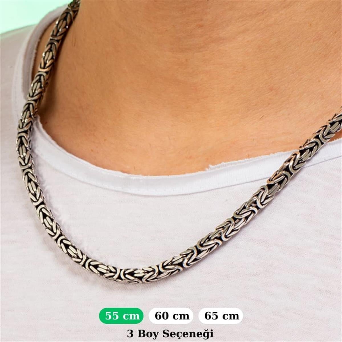 Kare Kral Gümüş Kolye Zinciri 5.2mm