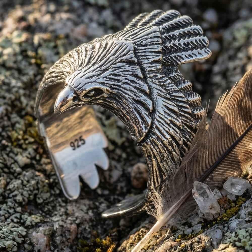 Kartal Motifli 925 Ayar Gümüş YüzükKartal Yüzük