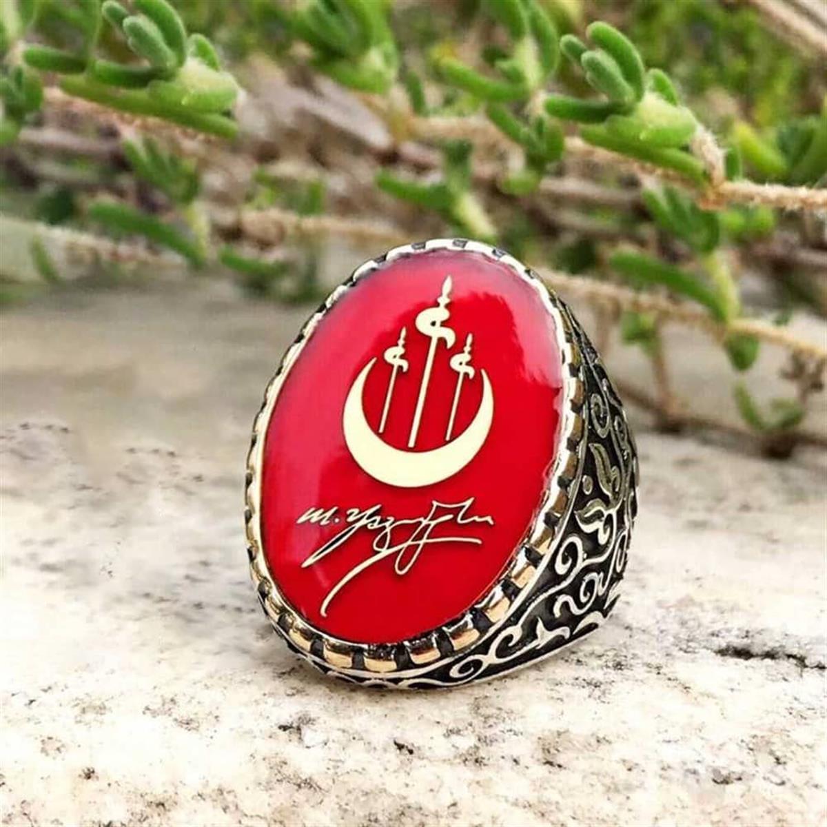Kişiye Özel İmza ve Motifli Gümüş Erkek Yüzük