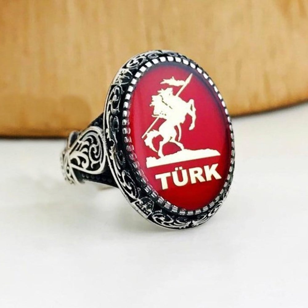 Kişiye Özel Kürşat İşlemeli Gümüş Yüzük