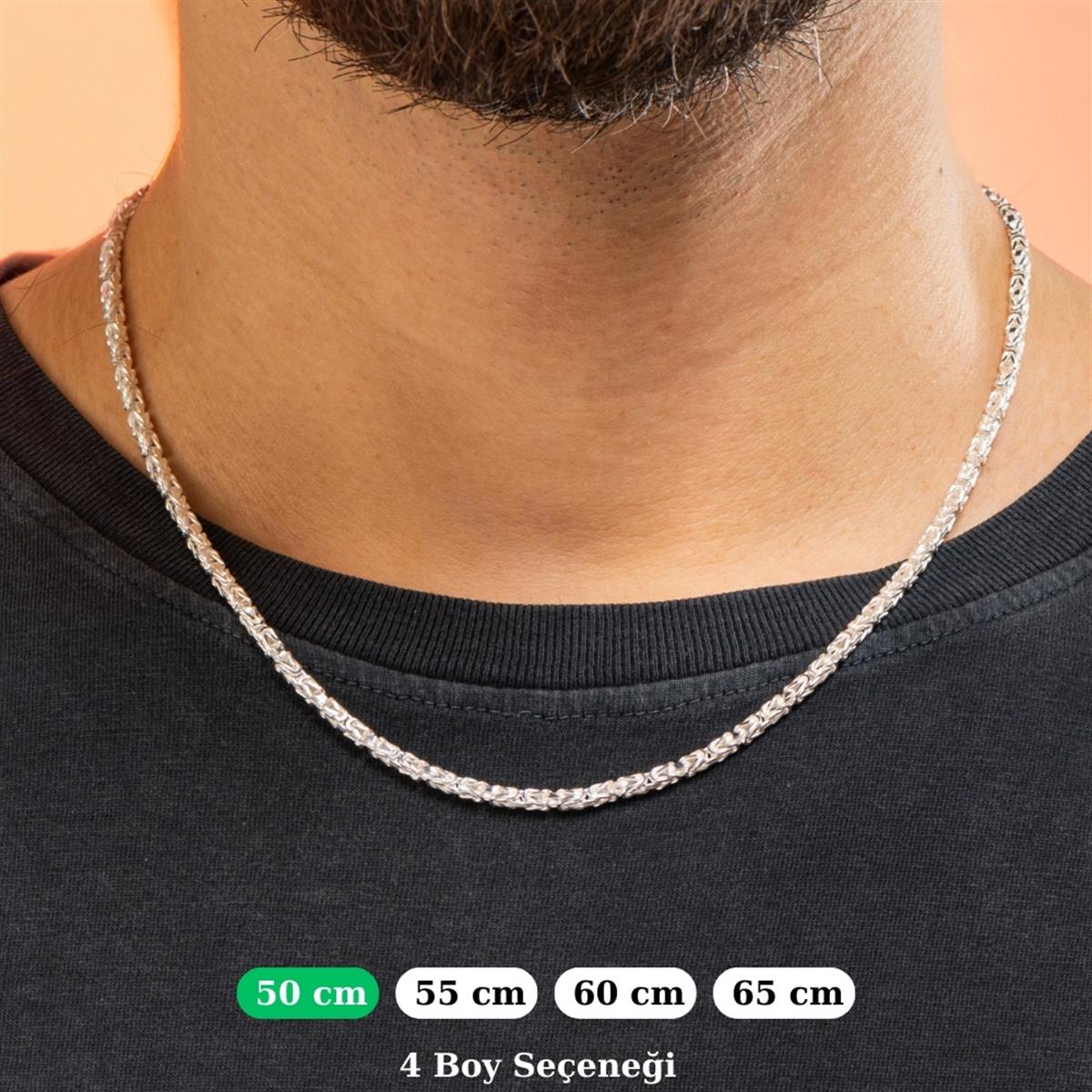 Kral Kare Beyaz Gümüş Kolye Zinciri 2.8mm