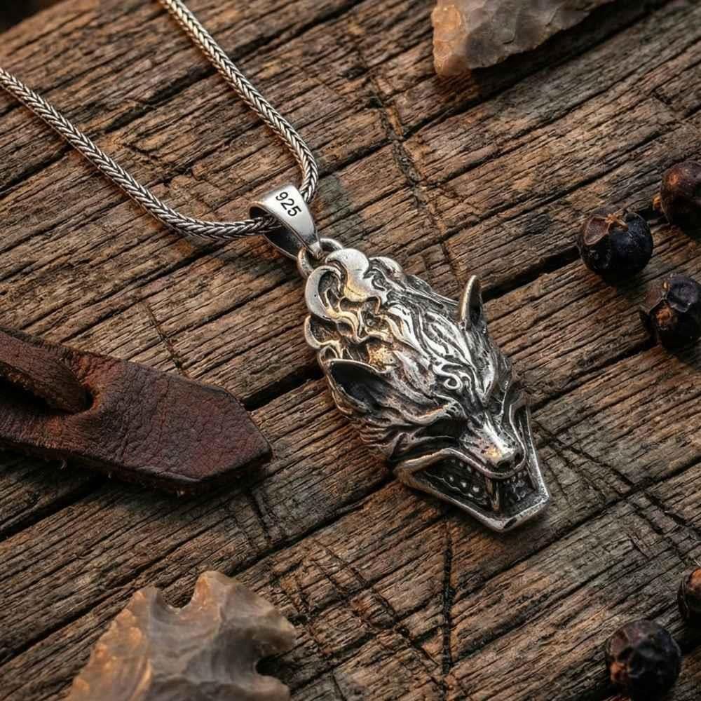 Kurt Kafa Gümüş KolyeBozkurt Kolye