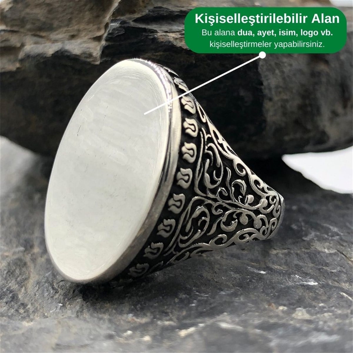 Lale Motifli Kişiye Özel Gümüş Yüzük