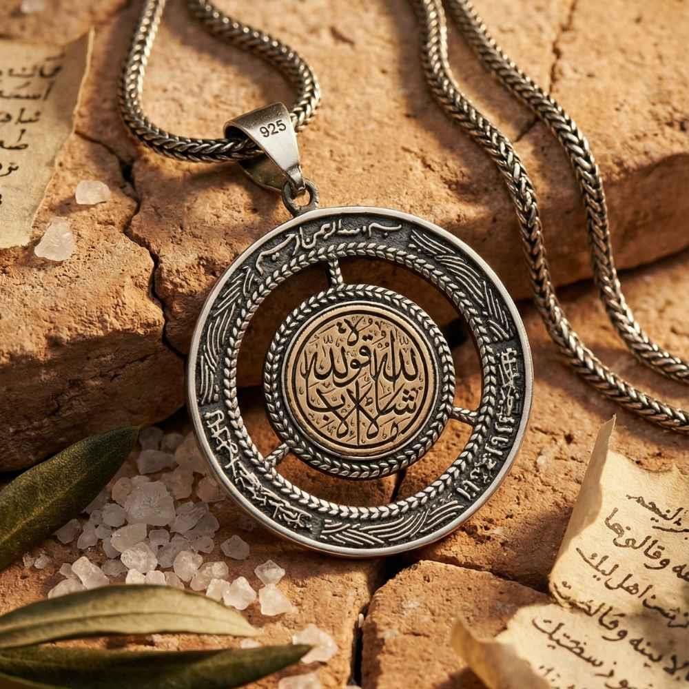 Maşallah İşlemeli Gümüş KolyeDualı Kolye