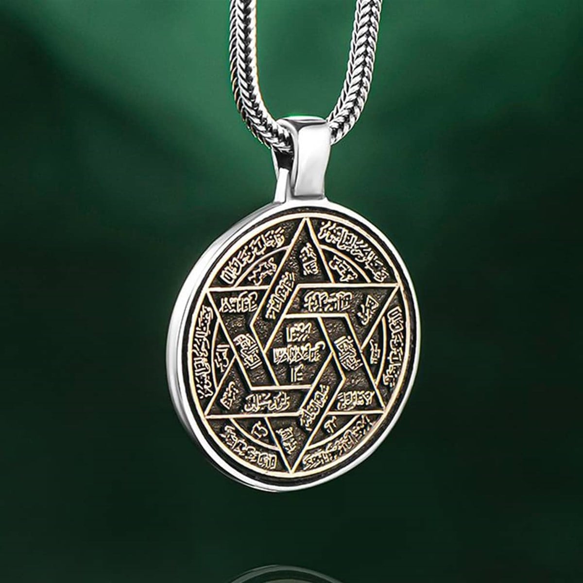 Mührü Süleyman İşlemeli 925 Ayar Gümüş Kolye