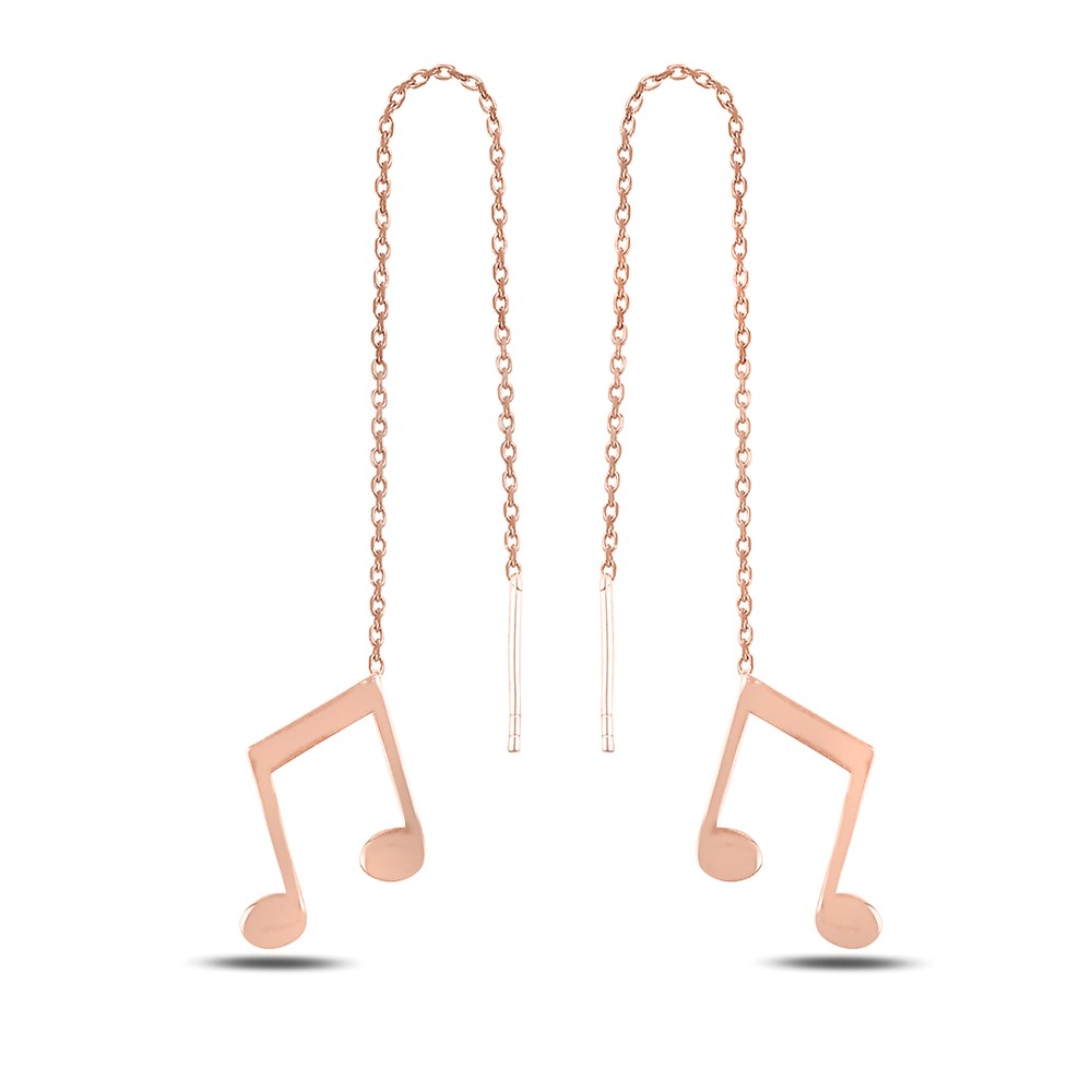 Müzik Notalı Sallantılı Gümüş Küpe Rose