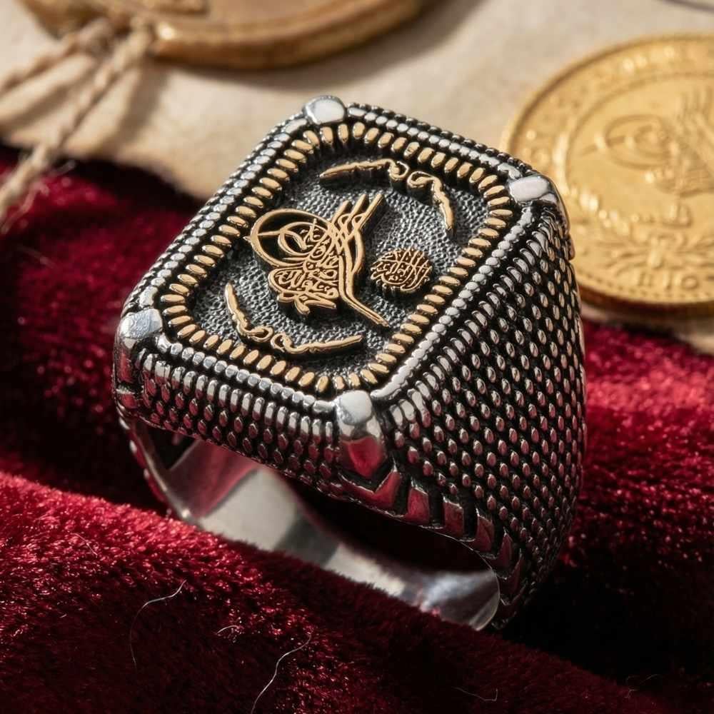 Osmanlı Tuğra İşlemeli Pençe Gümüş YüzükTuğra Yüzük