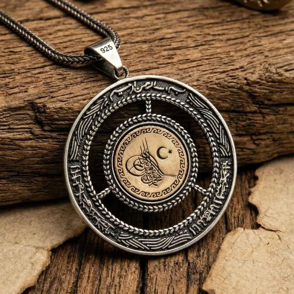 Osmanlı Tuğrası Yazılı Gümüş KolyeOsmanlı Kolye