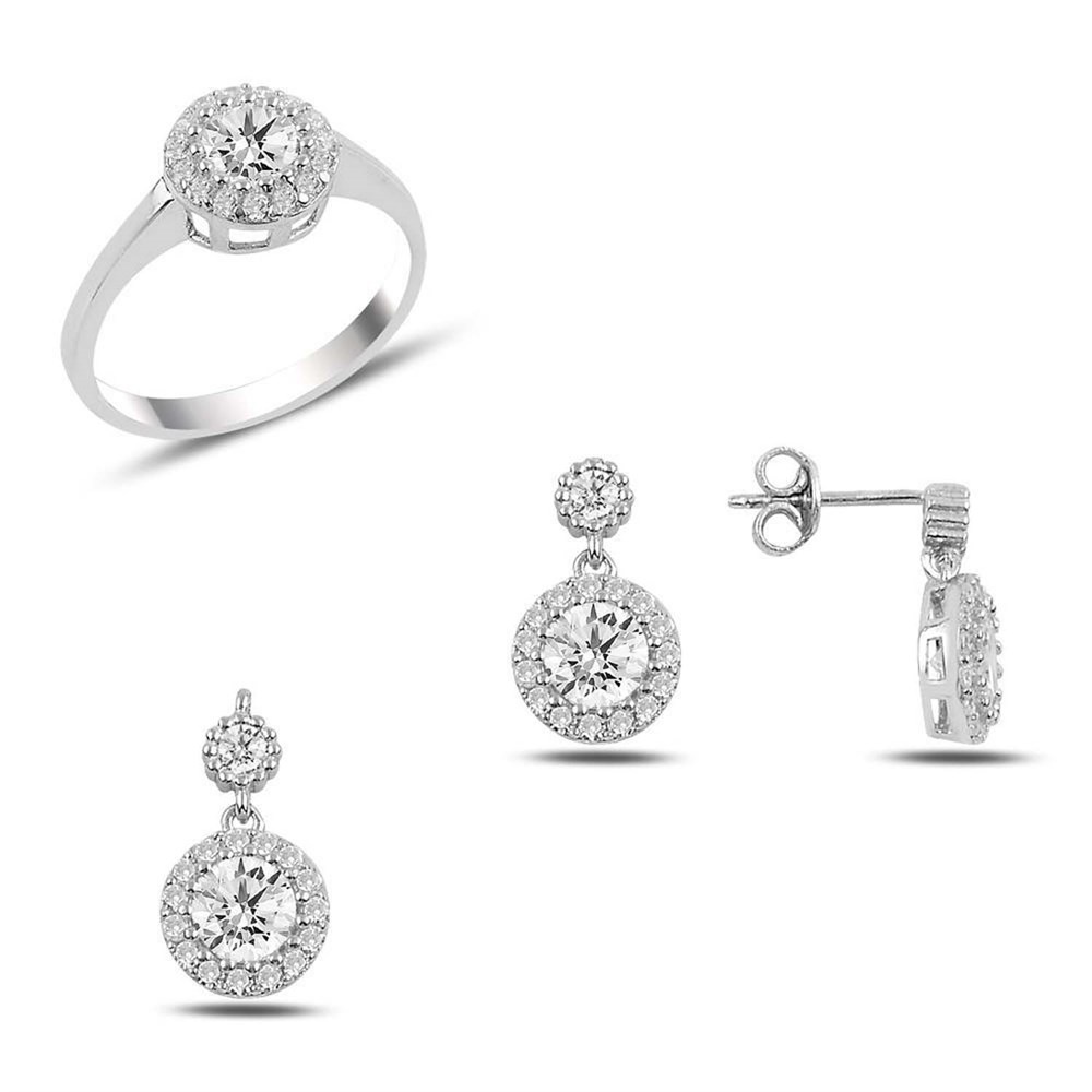 Oval Tektaş Kadın Gümüş Set