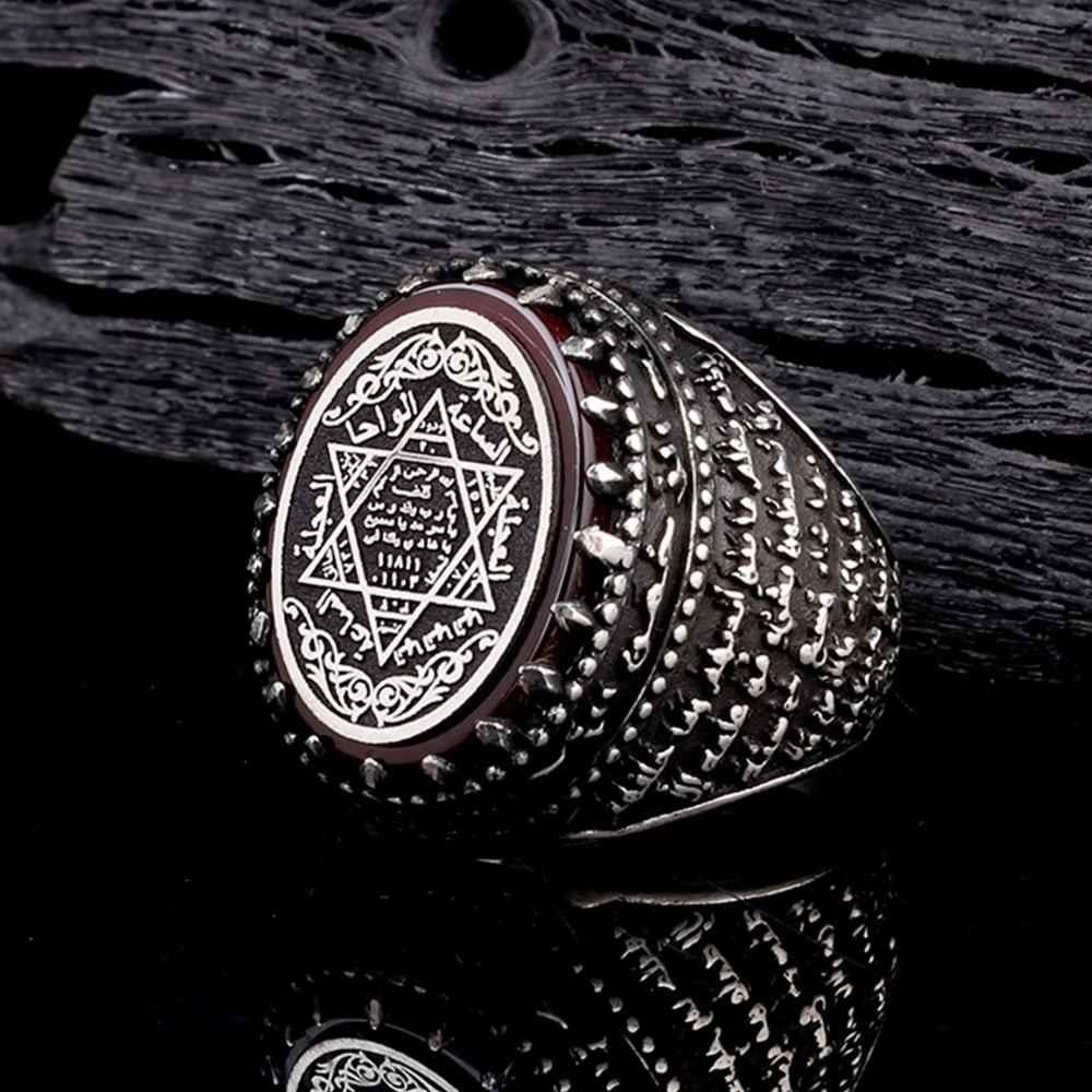Özel Tasarım Mühr-ü Süleyman Gümüş YüzükSüleyman Mührü Yüzükler