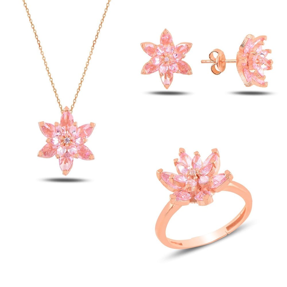 Pembe Renk Lotus Model Gümüş Set