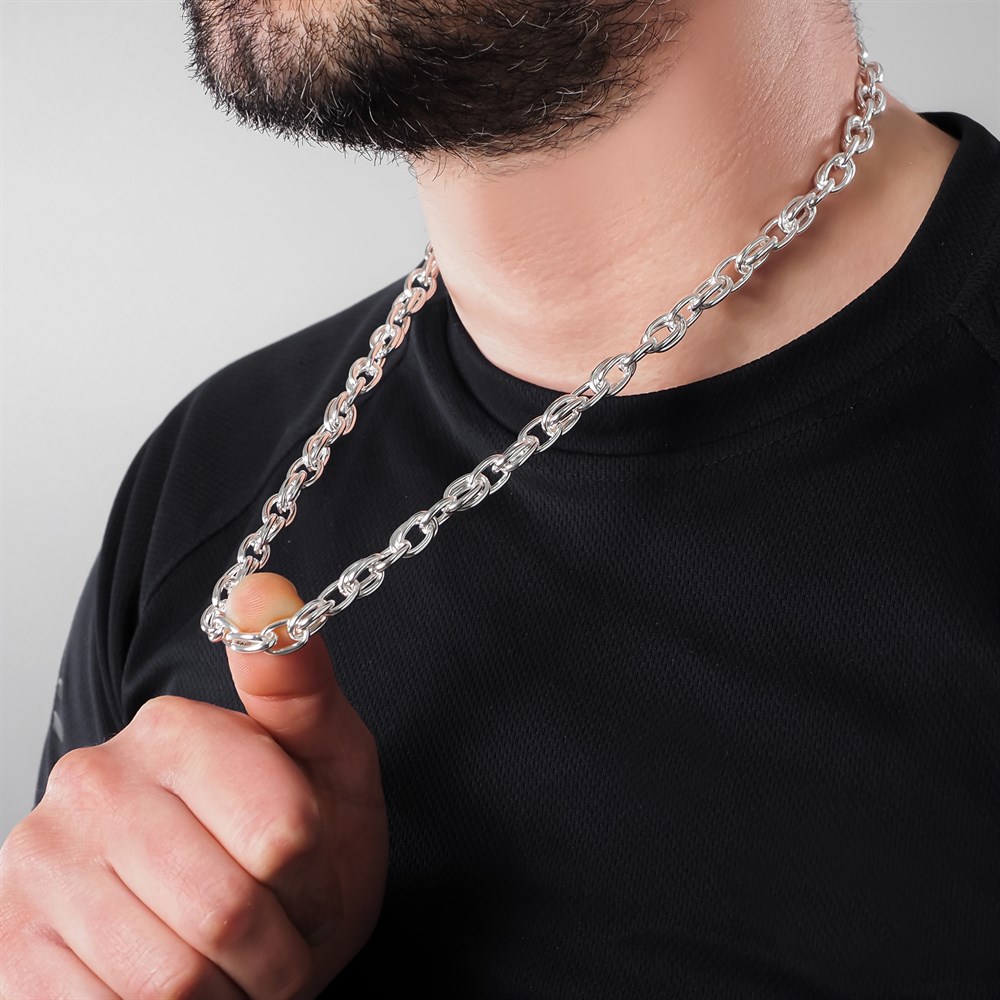 Şarnel Halkalı Gümüş Zincir Kolye