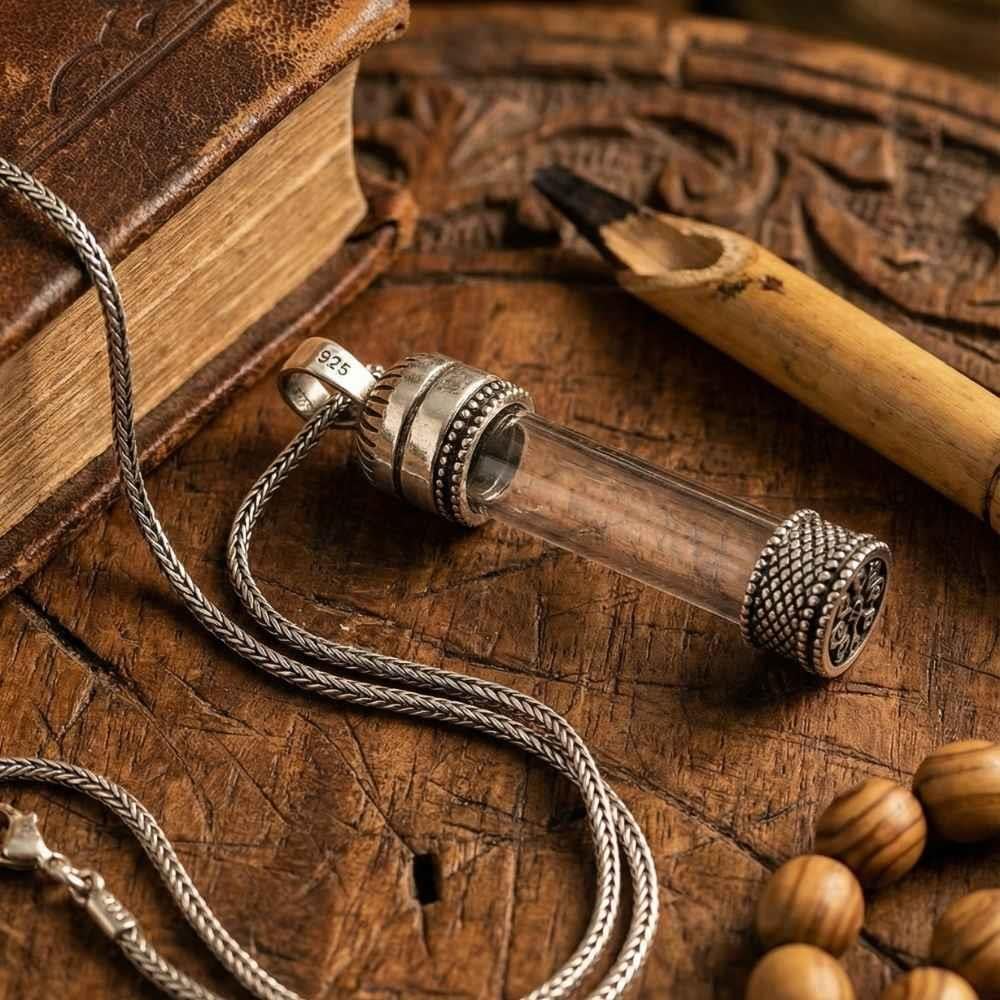 Silindir Tasarımlı Muska Kabı Cevşen Gümüş KolyeMuskalık ve Cevşen Kolye