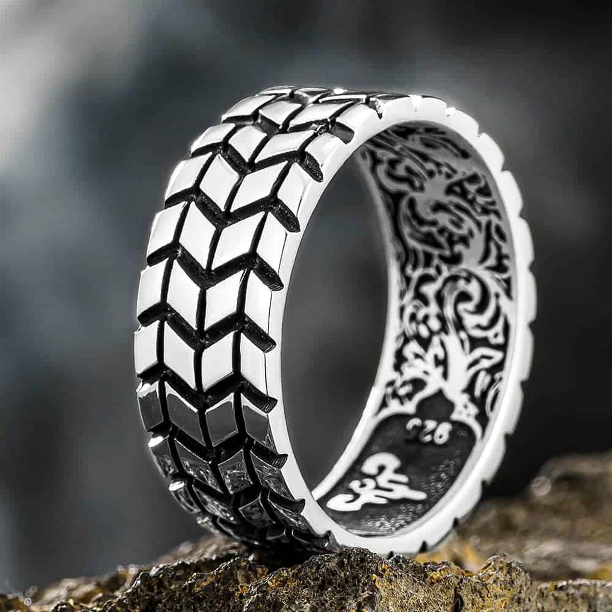 Handmade Band Mens Wedding Silver Ring