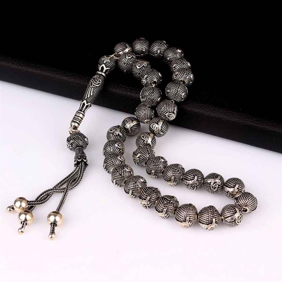 Tuğra Model Tamamı 925 Ayar Gümüş Tesbih