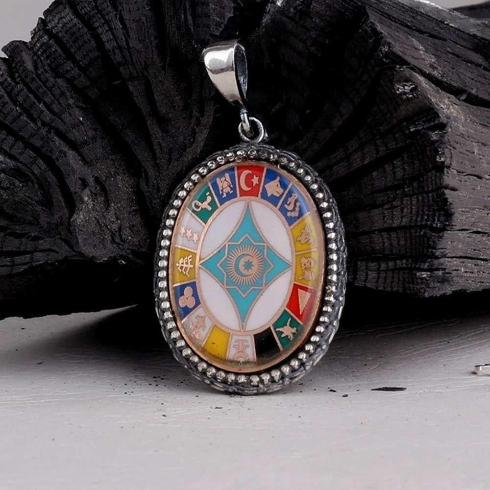 Türk Teşkilatı 16 Türk Devleti Gümüş Kolye UcuKolye Ucu