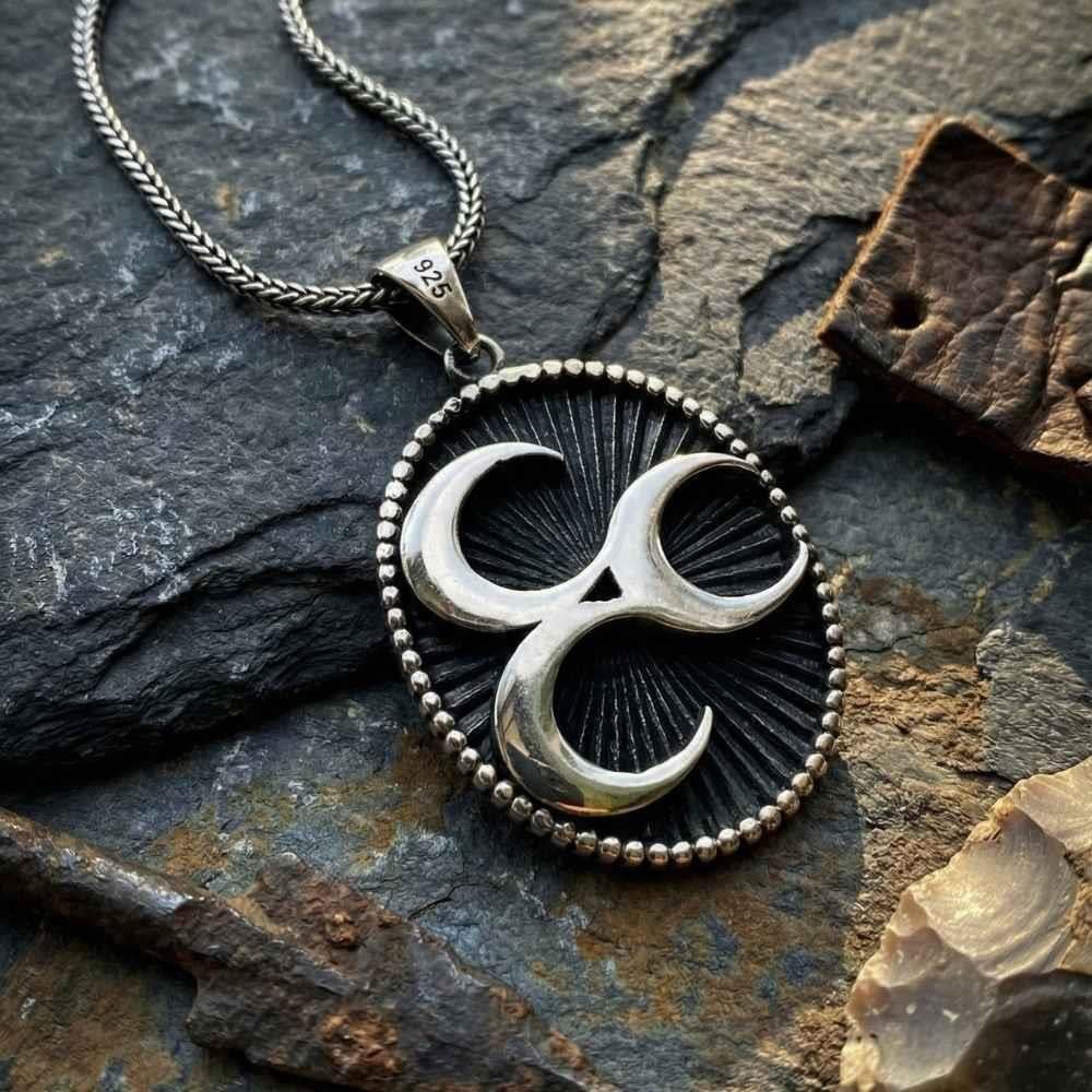 Üç Boyutlu Üç Hilal Model Gümüş KolyeOsmanlı Kolye