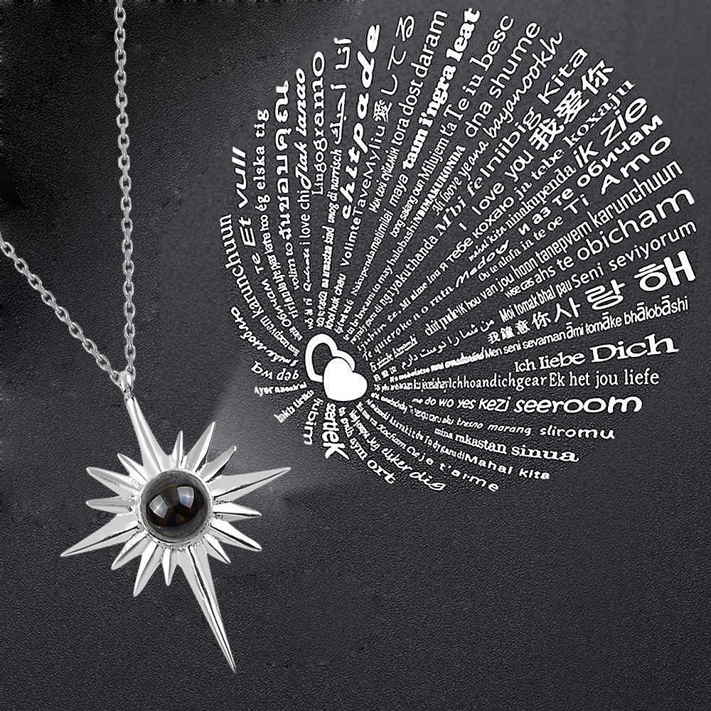 Yüz Dilde Pusula Model Seni Seviyorum Gümüş Kolye Silver