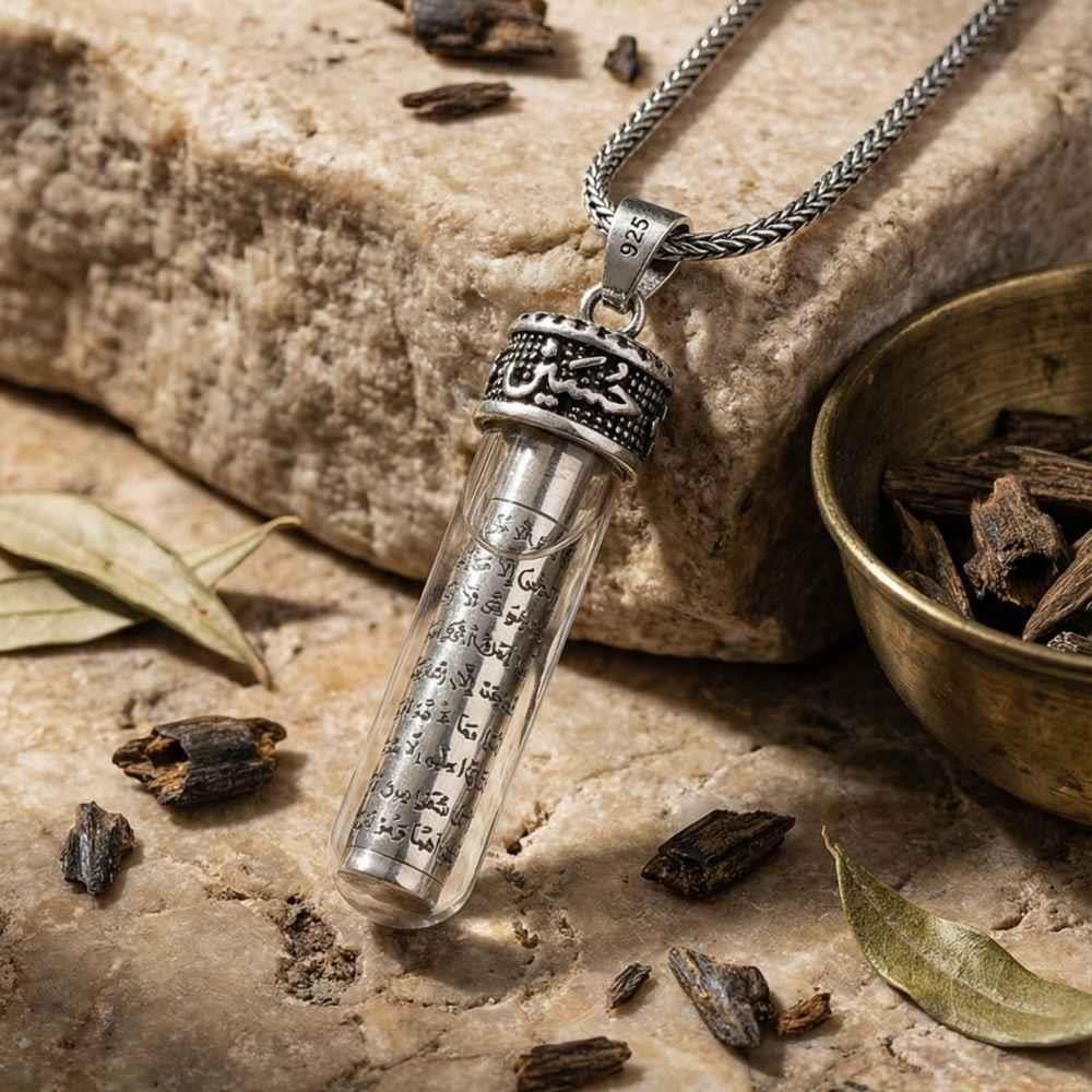 Zemzem Sulu Ayetel Kürsi Yazılı Muska Cevşen Gümüş KolyeAyetel Kürsi Kolye