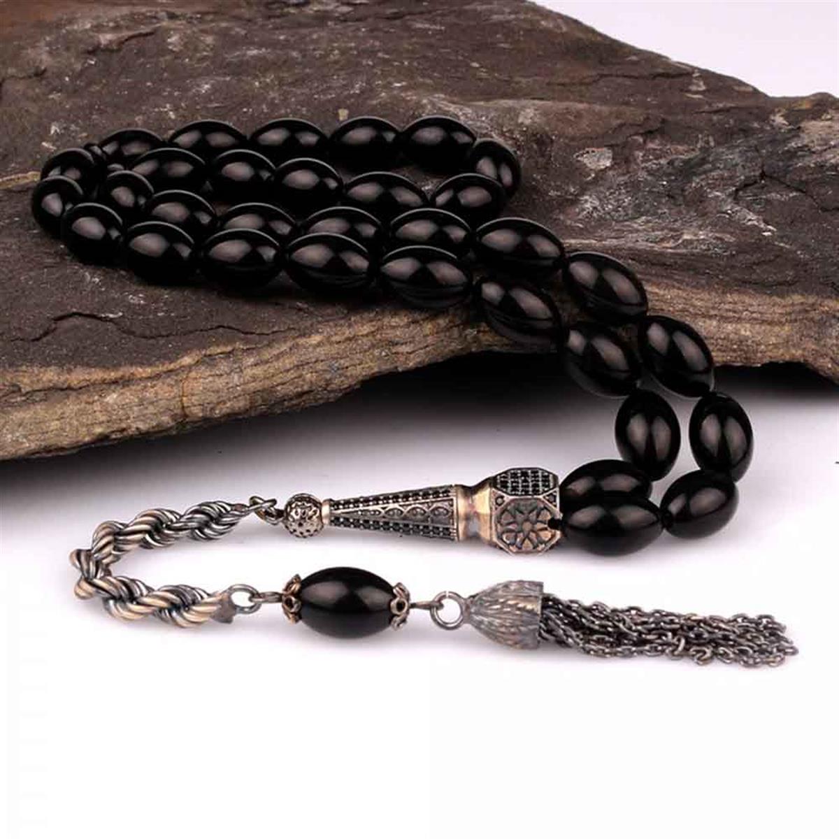 Zirkon Taş İmameli Eskitme Model Ateş Kehribar Tesbih