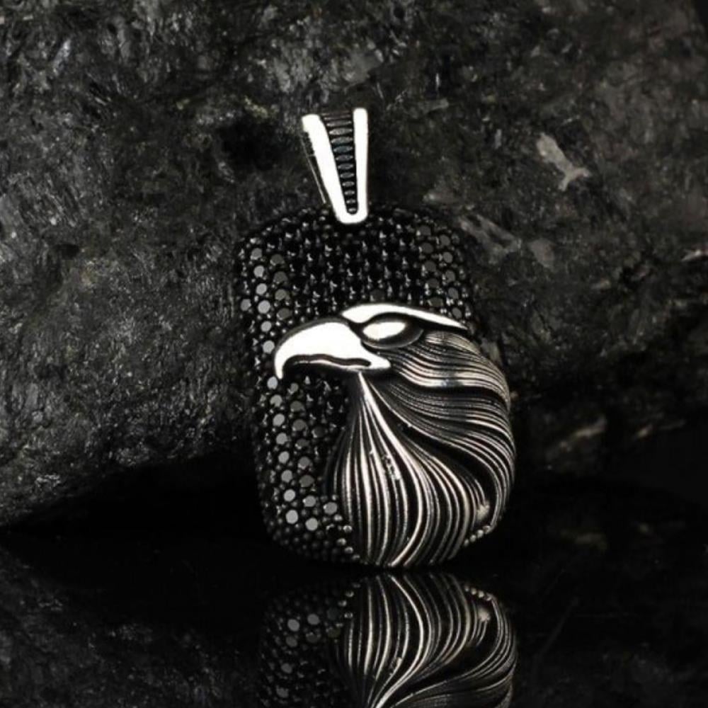 Zirkon Taşlı Kartal İşlemeli Gümüş Kolye UcuKolye Ucu