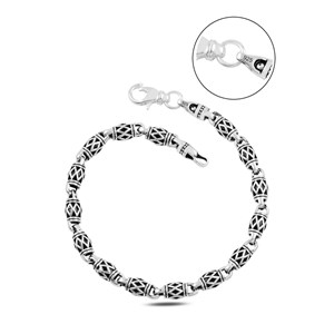 Baklava Desenli Geçmeli Gümüş Bileklik