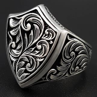 Shield Model Handcrafted Silver Ring