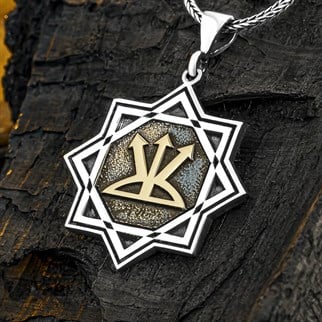 Oğuz Kağan Mührü İşlemeli Gümüş Kolye