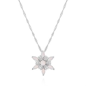 Opal Taşlı Rüzgar Çiçeği Gümüş Kolye