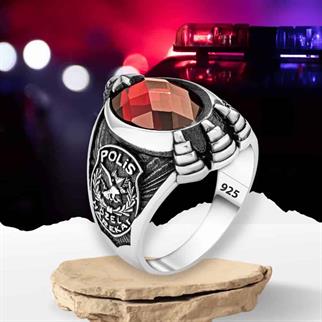 Police Special Operations Engraved Men's Silver Ring